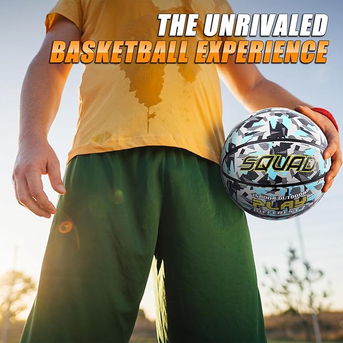 SQUAD NightPlay Reflective Basketball Size 5, Size 7 - Cool Holographic Glow Basketball for Night Game, Ideal Gift for Boys Girls 10-14 Year Old, Cool Teen Toys