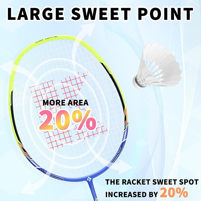 Badminton Racket Carbon Fiber, Badminton Racquet Set with Cover, Badminton Professional Racket Durable for Beginners Outdoor Games Gym