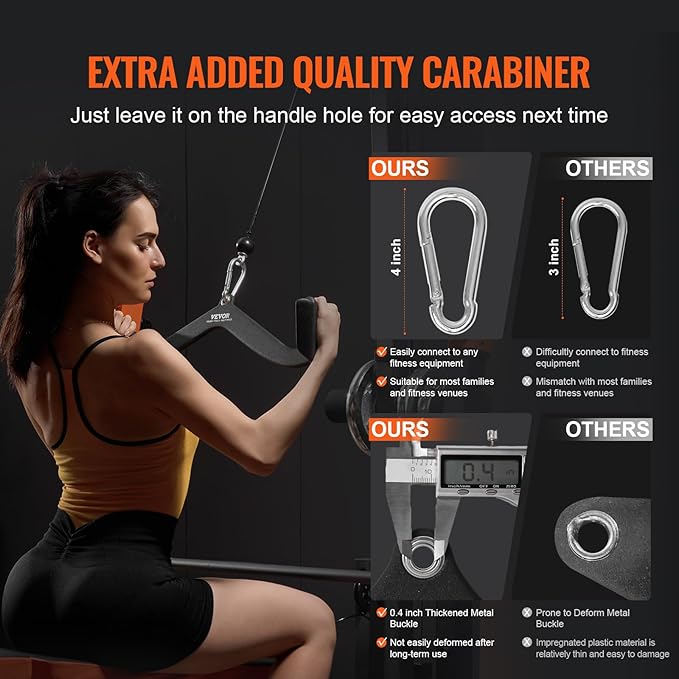 VEVOR LAT Pulldown Attachments, Cable Machine Rowing T-bar V-bar Tricep Pull Down Bar, Back Strength Training Rubber Coated Handle Grip, Bicep Curl Tricep LAT Pulldown Bar for Home Gym Fitness