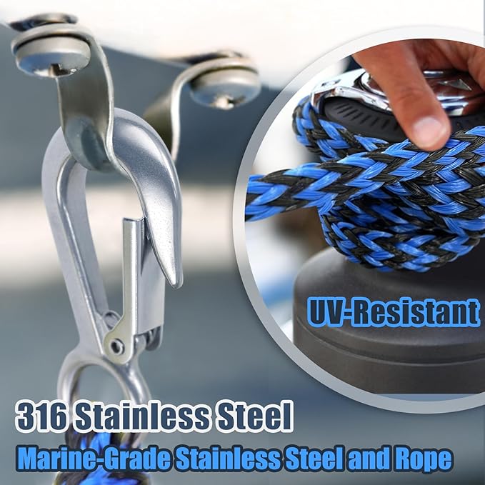 Boat Tow Rope with Stainless Steel, Ropes for Towable Tubes Jet Ski Accessories