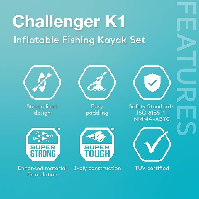 INTEX Challenger Inflatable Kayak Series: Includes Deluxe 86in Kayak Paddles and High-Output Pump – SuperStrong PVC – Adjustable Seat with Backrest – Removable Skeg – Cargo Storage Net