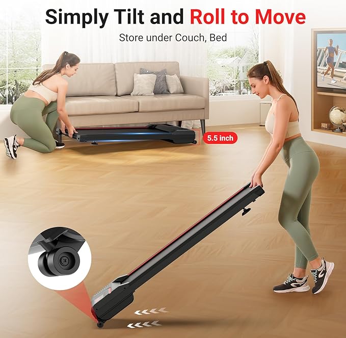 THERUN Walking Pad Treadmills with 6% Auto Incline, 2.5 HP Under Desk Treadmill for Home with Remote Control, 300 lbs Weight Capacity, LED Display, Wide Belt