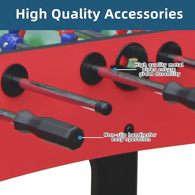 Foosball Table, 52.75'' Home Arcade Table Soccer with 4 Balls and Manual Scorer, Competition Foosball Table Set for Family Game Room, Adult Rrec Room, Basements or Bar