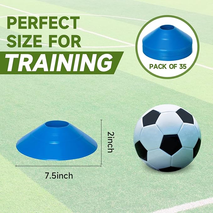 35/65 PCS Agility Soccer Cones for Training, Reusable Sports Cones for Drills with Mesh Bag, Training Cones for Soccer Practice, Football, Basketball - Disc Cones Training Equipment