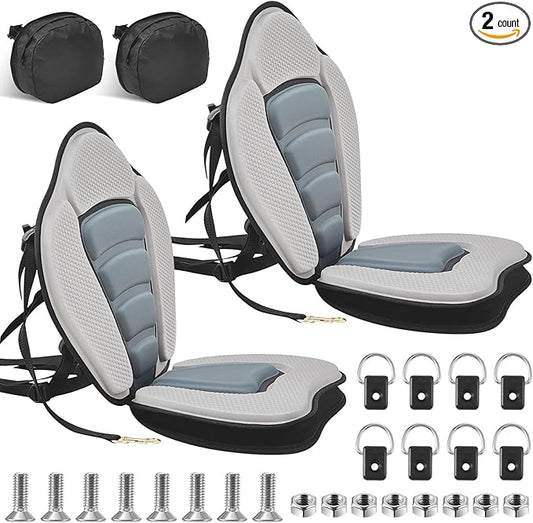 Lewtemi 2 Set Thicken Kayak Seat with Back Support Canoe Paddle Board Seat with Detachable Storage Bag Adjustable Sit on Top Paddleboard Cushion for Kayaking Canoeing Rafting