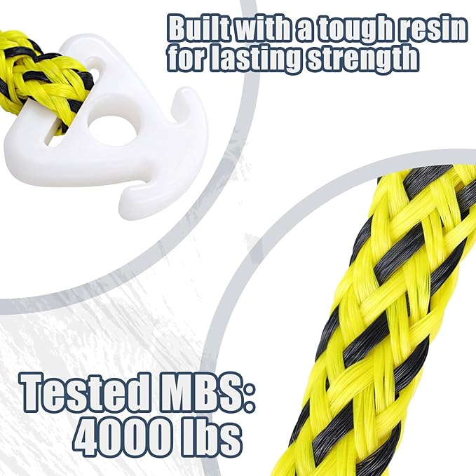 Boat Tow Rope 60ft 3-6K, Floating Ropes for Towable Tubes，Watersport Accessories