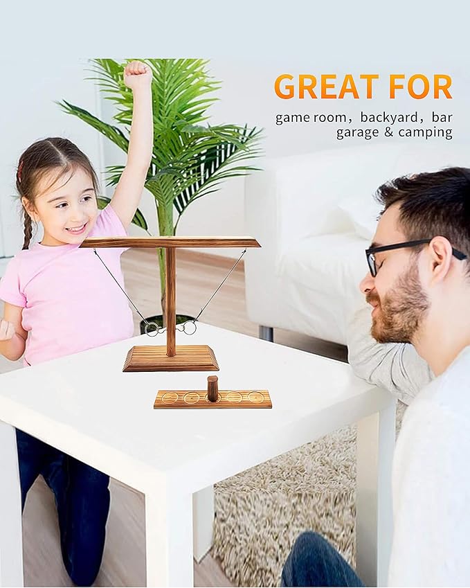 Hook and Ring Game Handmade Wooden Toss Game for Kids and Adults,Yard Games,Toss Game for Bars,Home,Party