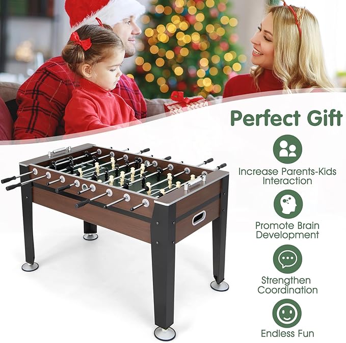 Giantex Foosball Table Adult Size - 54" Foosball Table Full Size with 2 Balls, Wood Football Table, Arcade Soccer Table Game for Kids Adults, Game Room, Home, Office, Party