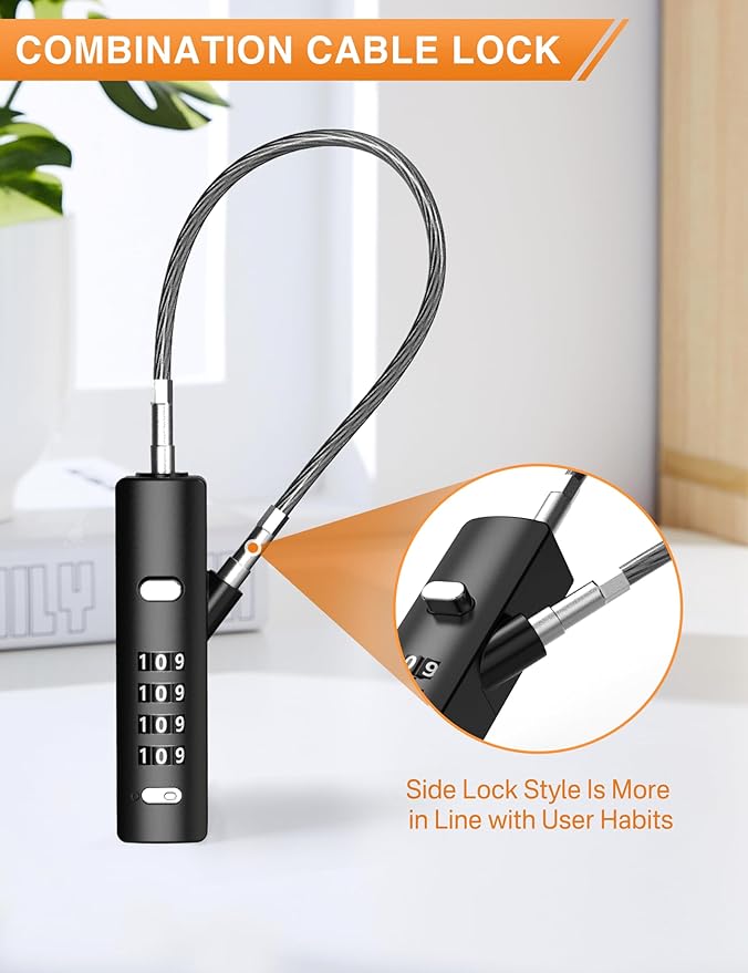 4-Digit Combination Cable Luggage Lock with 3 Interchangeable Steel Cables (9"/24"/47") – for Bike, Backpack, Gym, Cabinet, Gate (Gray, 2 Pack)