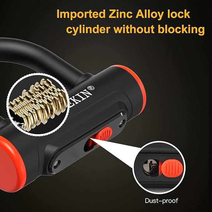 Bike U Lock Heavy Duty Bike Lock Bicycle Lock, 16mm U Lock and 3ft / 5ft / 6ft Length Security Cable with Sturdy Mounting Bracket for Bicycle, Motorcycle and More