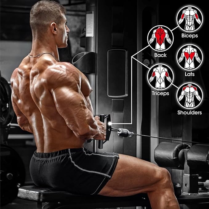 Cable Attachments for Gym, Cable Machine Attachment Set, LAT Pulldown Attachments, Cable Machine Accessories, Tricep Pull Down Attachment, Home Gym Accessories