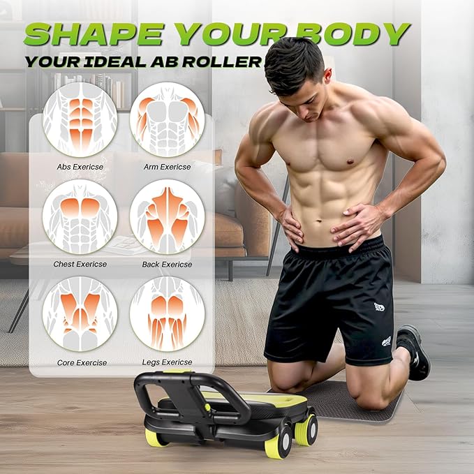 EAST MOUNT Ab Roller Wheel - Ab Roller with Elbow Support for Core Workout Belly Fat Automatic Rebound Abdominal Wheel for Women Men Home Gym Equipment