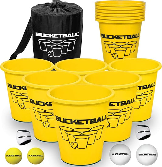 BucketBall | Team Color Edition | Combo Pack (Yellow/Yellow): Original Yard Pong Game: Best Camping, Beach, Lawn, Outdoor, Family, Adult, Tailgate, Jumbo, Giant Game