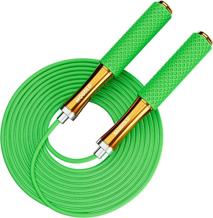 5mm PVC Jump Rope For Men Women Kids - Dual Ball Bearing -Metal Handle Core Covered Rubber Grip- Adjustable 10ft long Skipping Rope - Good For Workout Fitness Weight loss