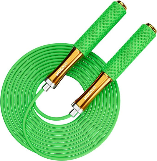 5mm PVC Jump Rope For Men Women Kids - Dual Ball Bearing -Metal Handle Core Covered Rubber Grip- Adjustable 10ft long Skipping Rope - Good For Workout Fitness Weight loss