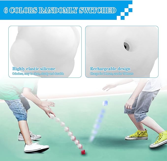 Smart Reaction Ball, Reflex Ball Hit Different Angles Change Light Color Intelligent Agility Training Light Ball for Hand Eye Coordination Training, Rechargeable, High Elasticity Silicone (3)