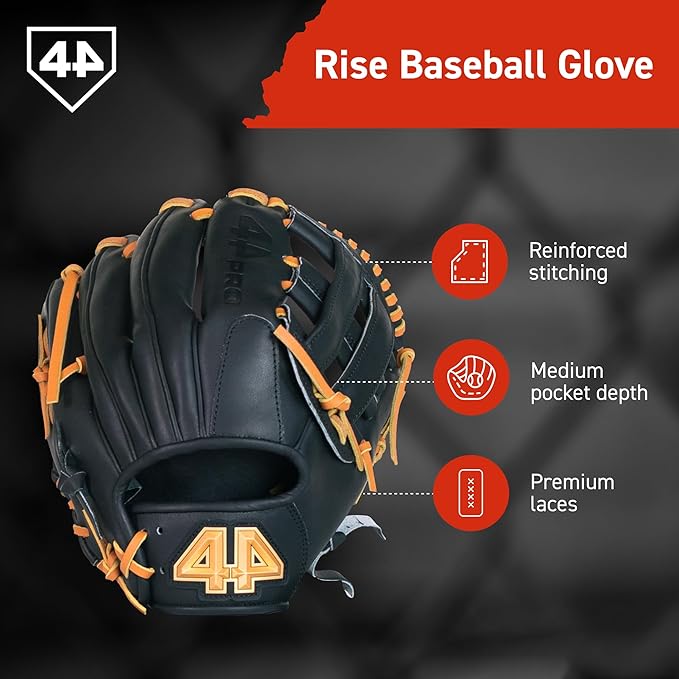 BB Stock Rise Baseball Glove for Youth & Little Leagues, Age 8-12, Infield & Outfield, 11.5", H-Web, Easy Break-in, Narrow Fit & Lightweight Design