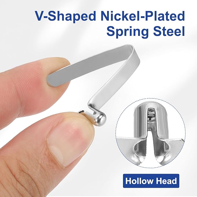 HARFINGTON Single Button Kayak Paddle Snap Spring Clip Spring Steel V-Shaped Hollow Lift Telescopic Locking Tube Pole Clips for Tent Camping