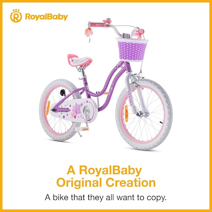 RoyalBaby Girls Bike EZ Bike Stargirl Training Free Balance to Pedal Easy Learning Bicycle, 12-20 Inch for Toddlers & Big Kids.