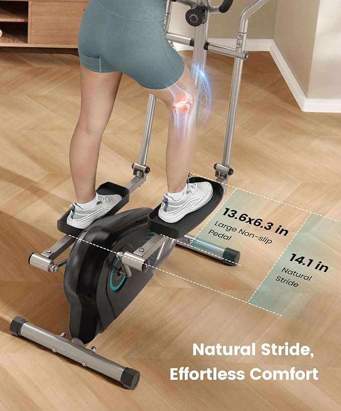 Dripex Elliptical Exercise Machine, Magnetic Elliptical Machine for Home, Hyper-Quiet Elliptical Training Machines w/ 6KG Flywheel, 16 Resistance Levels, Pulse Sensor, LCD Monitor