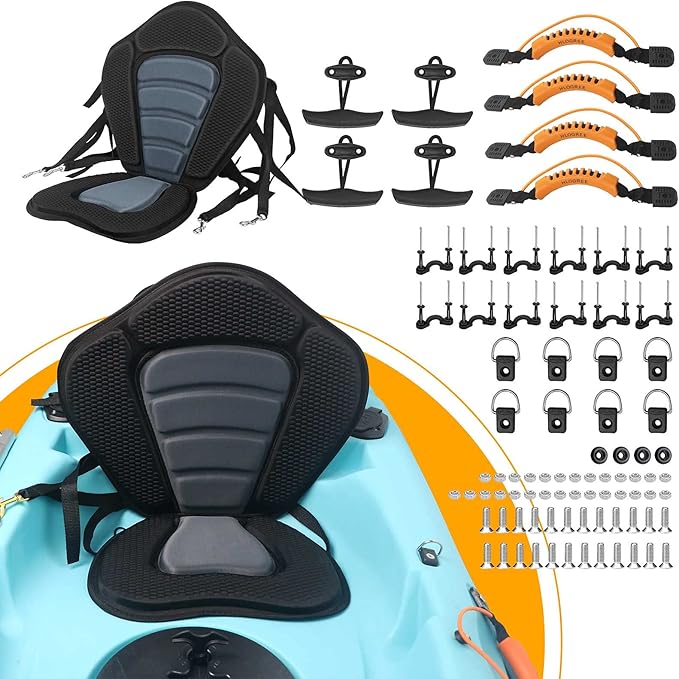 HLOGREE Kayak Seats - 1/2 Pck, Thicken Padded Seat Cushion with Back Support, Canoe & Ocean Sup Compatible