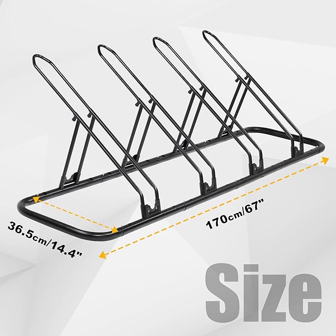 CyclingDeal Bike Rack Floor Parking Bike Stand for up to 6 Bicycles | Indoor, Home & Garage Storage Rack | Stable & Secure Bicycle Stand w/Tire Grooves Up to 29", Holding Plates & Custom Spacing