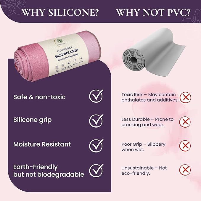 Non Slip Hot Yoga Mat Towel for Yoga | Silicone Grip with Quick Drying Super Absorbent Technology | Multi-Purpose Performance Yoga Towel Mat Measures 26.5" X 72" | Ideal for All Workouts