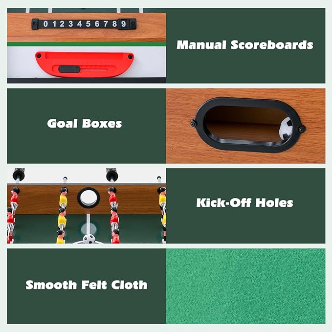 Giantex 4-in-1 Multi Game Table, Combo Foosball Game Table Top w/Billiards, Ping Pong, Push Hockey for Home, Game Room, Family Night & Arcade, Wood Combination Game Table Set for Adults