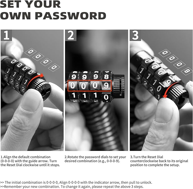 Small Combo Bike Lock Cable, Retractable Combination Cable Lock with Code, for Travel Safe Luggage, Suitcase, Scooter Ebike Bicycle Motorcycle Helmet Anti Theft, Outdoor Ski Snowboard