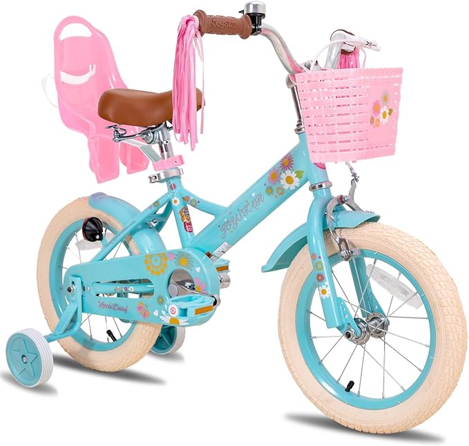 JOYSTAR Little Daisy Kids Bike for Girls Boys Ages 2-7 Years, 12 14 16 Inch Girls Bikes with Doll Bike Seat & Streamers, Boys Bike with Flag & Number Plate, Multiple Colors