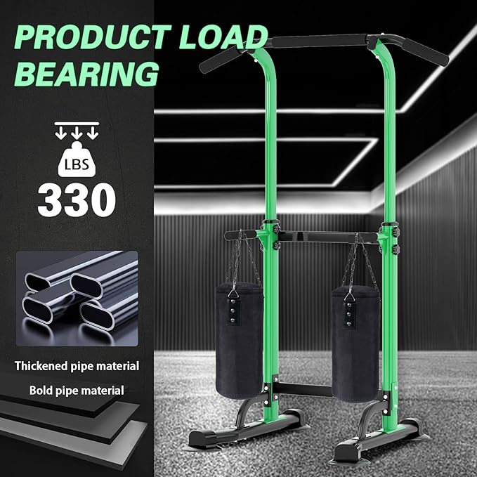 soges Power Tower Pull Up Bar Station, Free Standing Pull Up Rack Dip Station for Home Gym, Height Adjustable Home Strength Training Fitness Workout Equipment