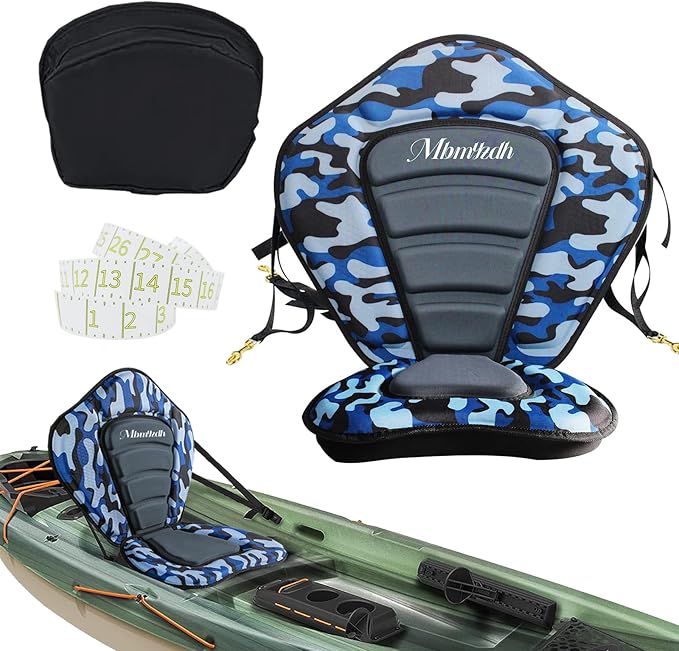 Deluxe Padded Kayak Seats - Premium Shockproof Seats with Back Support for Kayaking, Canoeing, Fishing, Paddle Boarding - Comfort, Versatility and Extra Storage