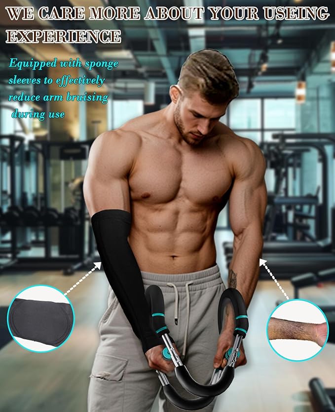 Twister Arm Trainer, Adjustable Chest Workout Equipment with Forearm Wrist Sleeves, 9 Resistance Levels(66-110lb) Chest Exerciser for Men , Portable Exercise Equipment for Home & Gym