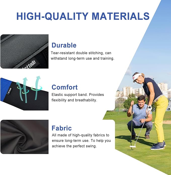 Golf Training Kit with Arm Band & Wrist Strap, Golf Swing Training Aid to Correct Wrist Angle and Develop Muscle Memory for Beginner Golfers