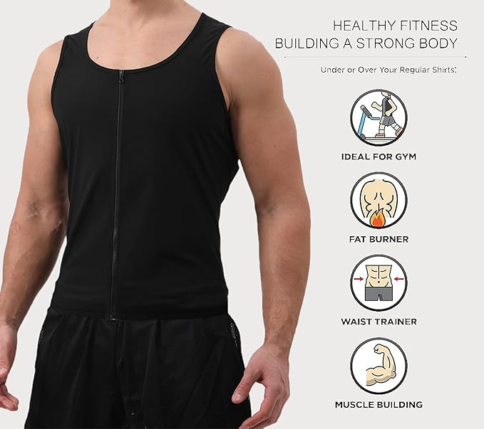 Sauna Sweat Suits Shirt Vest Waist Trainer for Men Compression Workout Shapewear Excersize Gym Clothes Working Out