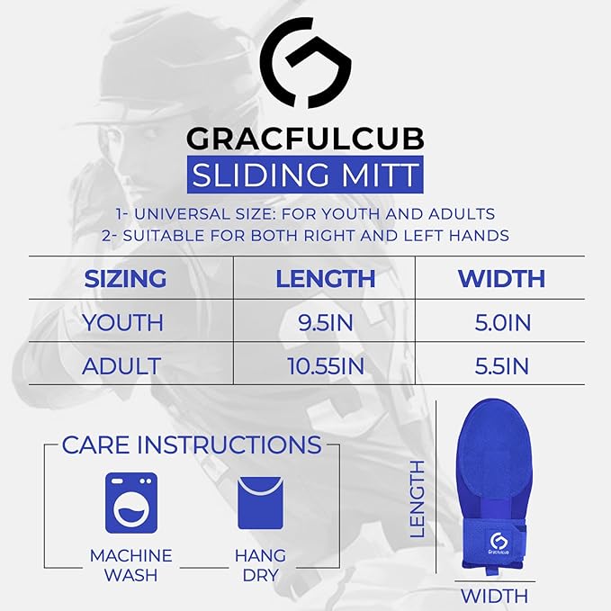 Gracfulcub Baseball Sliding Mitt, Baseball Glove Softball Guard, Ergonomic Design Protecting Fingers for Basic Base Running