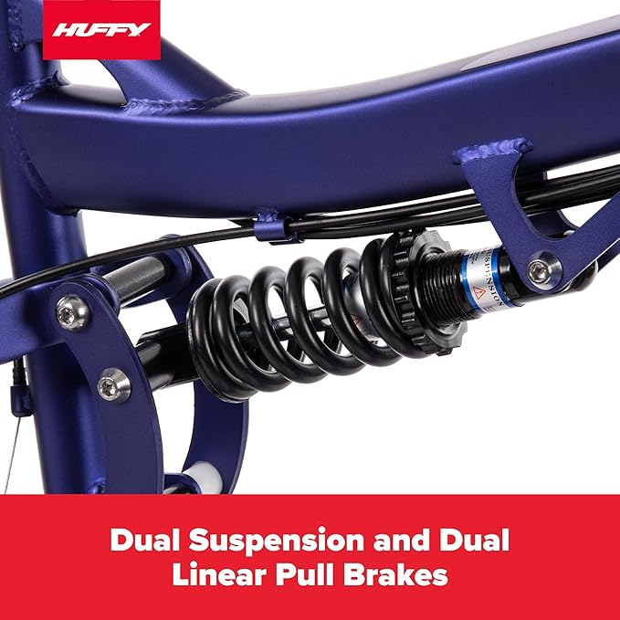 Huffy Stone Mountain Hardtail Mountain Bike for Boys/Girls/Men/Women, 20"/24"/26" Sizes, 6 or 21 Speed Shimano Twist Shifting, Front or Dual Suspension, Comfort Saddle, Sleek Colors