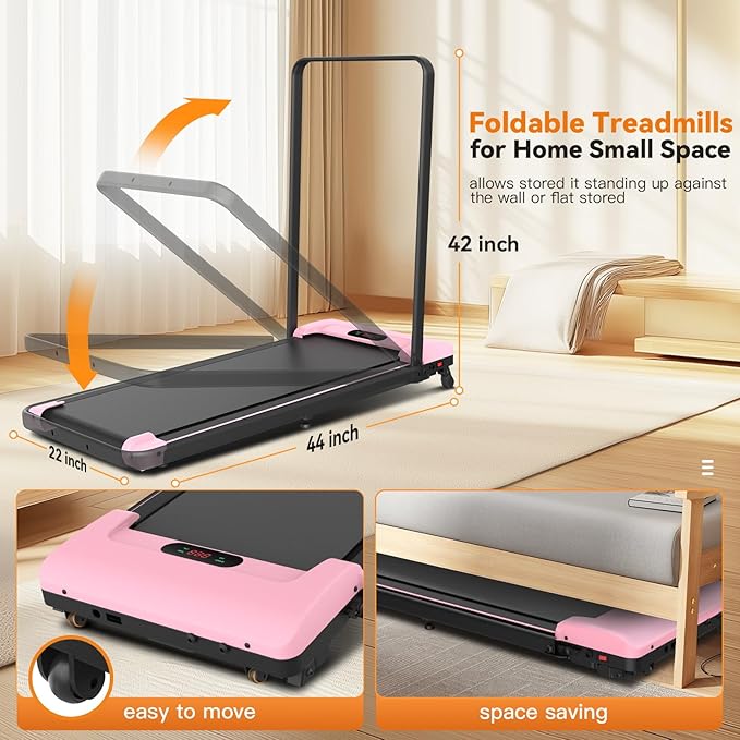 ANCHEER 4 in 1 Under Desk Treadmill with Incline - 2s Folding/Max 300 lb Capacity Walking Pad - Compact Electric Treadmill for Home, Gym, or Office with LED Touch Screen and Remote Control