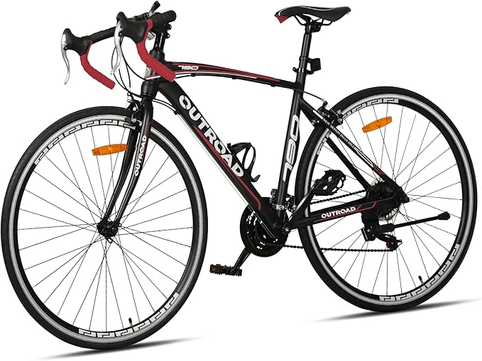 Road Bike 14-21Speed 700C Wheel with Light Aluminum Alloy Frame Commuter Bicycle with Dual Disc/V Brakes for Women and Men Black,White,Blue,Red