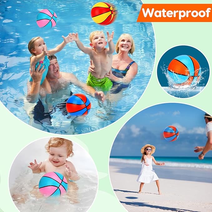 4 Packs Mini Basketballs 7 Inch Size 3 with Pump, Kids Small Basketball Set for Basketball Hoop Pool Party Games Indoor Outdoor Play Sports Toys Bouncy Basket Balls for Kids Toddlers 1-3 3-5 5-7 Gifts