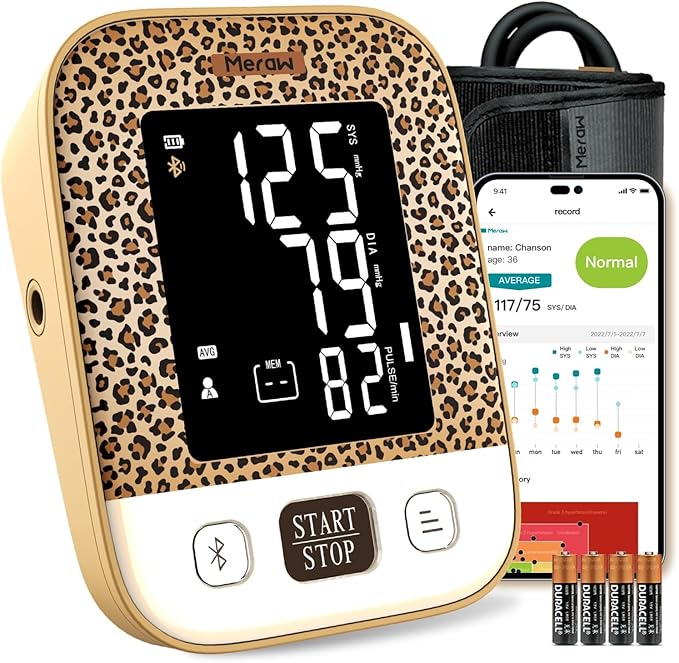 Blood Pressure Monitor Home Use, Blood Pressure Cuff Digital Arm, Blood Pressure Monitor Automatic Cuff 8.7-16.5" Bluetooth App Tracking Irregular Heartbeat Monitoring Brown