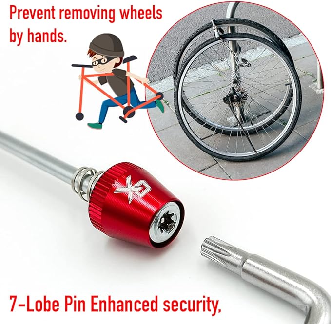 ONIPAX Bike Anti-Theft Locking Skewer 7 Lobe Bicycle Wheel Hub Secure