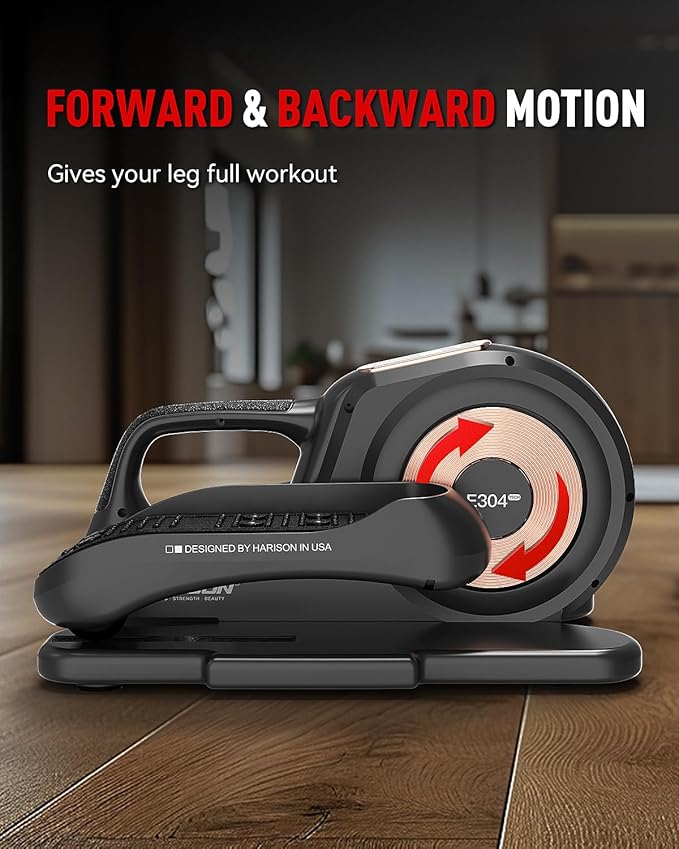 HARISON Under Desk Elliptical Machine with Multi-Functional LCD Display, Ellipse Leg Exerciser for Seniors with 12-Level Adjustable Speed and Resistance Bands