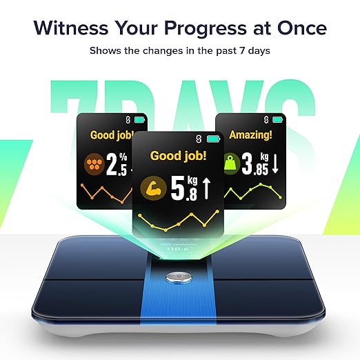 RunStar Smart Scale for Body Weight and Fat Percentage FSA&HSA Eligible, 3.5" TFT Color Display High Precision Digital Bathroom Scale BMI Heart Rate 22 Body Composition Analyzer Sync with Fitness App