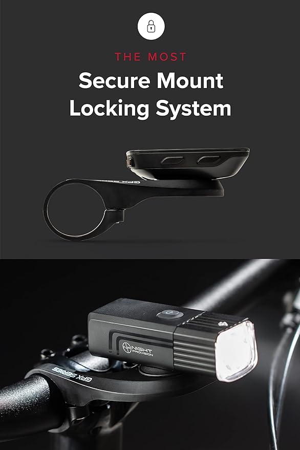 [New 2024] GPX-950 Bike Lights Compatible with Garmin/Go-Pro Mounts USB-C Rechargeable Front and Back Bicycle Light for Day or Night Riding - Quarter Turn & Twist (950 Lumens)