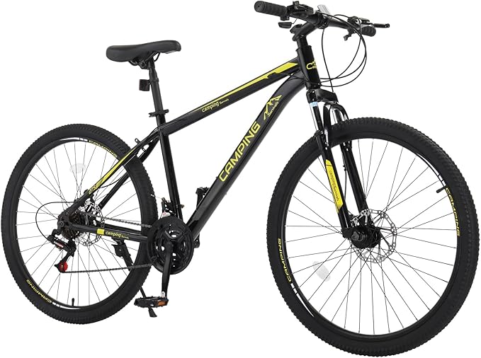 26/27.5" Mountain Bike 21 Speed Bikes for Adults, Men & Women Mountain Bike with High Carbon Steel Frame, All-Terrain Tires, Double Disc Brake and Suspension Fork