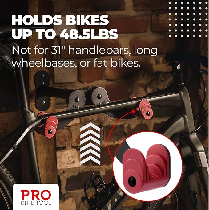 PRO BIKE TOOL Bike Wall Mount - Horizontal Indoor Bike Rack for 1 Bicycle - Bike Rack for Garage - Safe and Secure Bike Hook for Road, Mountain or Hybrid Bikes - Bike Hanger, Bicycle Storage