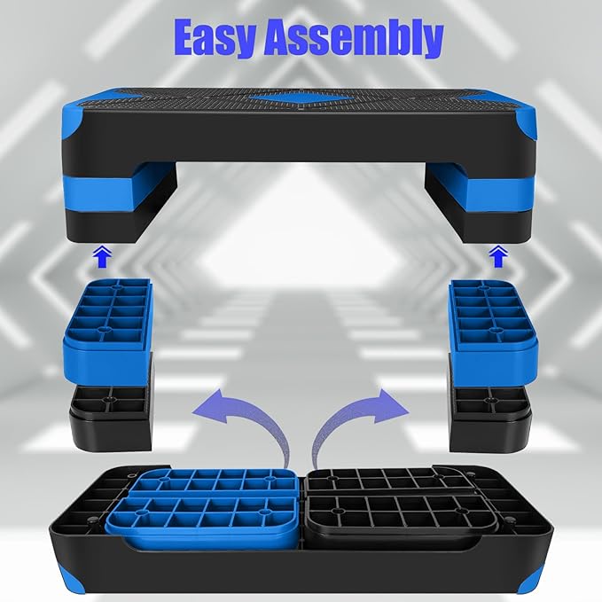 Exercise Workout Aerobic Step Platform Trainer, 27" Aerobic Stepper with 4"-6"-8" Adjustable Height Risers