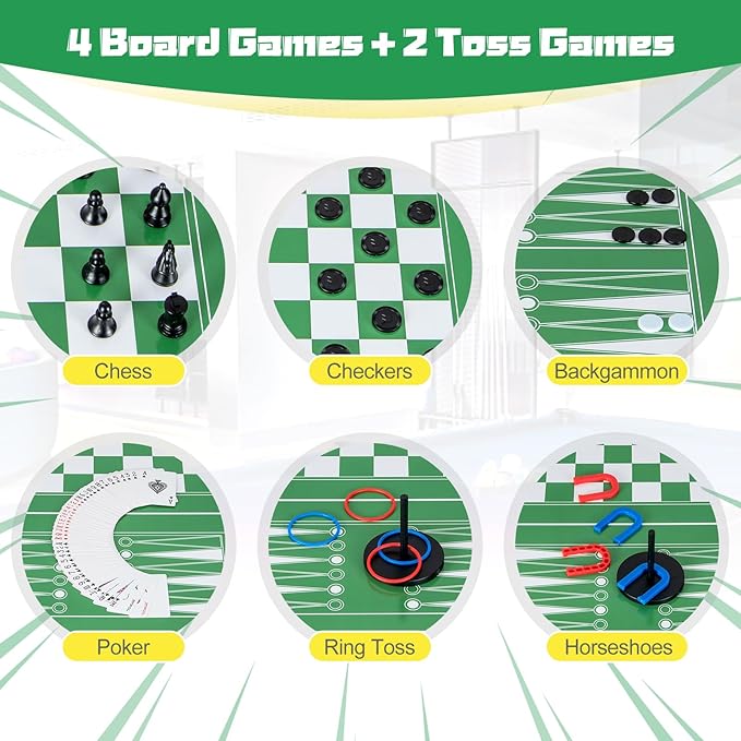 GYMAX 12 in 1 Multi Game Table, 48" Combo Game Table w/Billiards, Foosball, Ping Pong, Hockey, Shuffleboard, Bowling, Chess, Checkers, Backgammon and More for Party, Game Room, Family Night