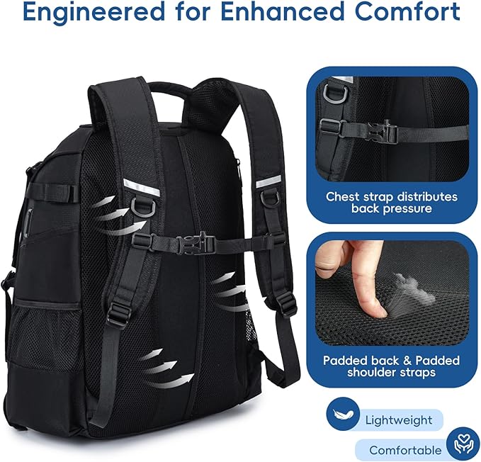 Baseball Bag for Youth and Adult, Softball Backpack 50L Large Capacity, Equipment Backpack with Laptop Compartment and Charge Port